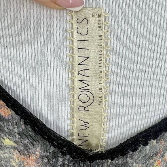 New Romantics X Anthropologie Moody Floral Asymmetrical Sheer Sleeveless Top - Picture 8 of 10